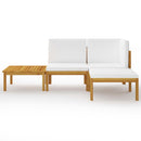 4 Piece Garden Lounge Set with Cushions Cream Solid Acacia Wood