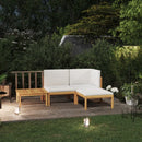 4 Piece Garden Lounge Set with Cushions Cream Solid Acacia Wood