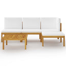 5 Piece Garden Lounge Set with Cushions Cream Solid Acacia Wood