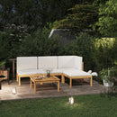 5 Piece Garden Lounge Set with Cushions Cream Solid Acacia Wood