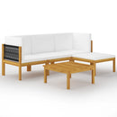5 Piece Garden Lounge Set with Cushions Cream Solid Acacia Wood