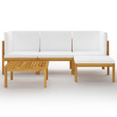 5 Piece Garden Lounge Set with Cushions Cream Solid Acacia Wood