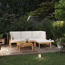 5 Piece Garden Lounge Set with Cushions Cream Solid Acacia Wood