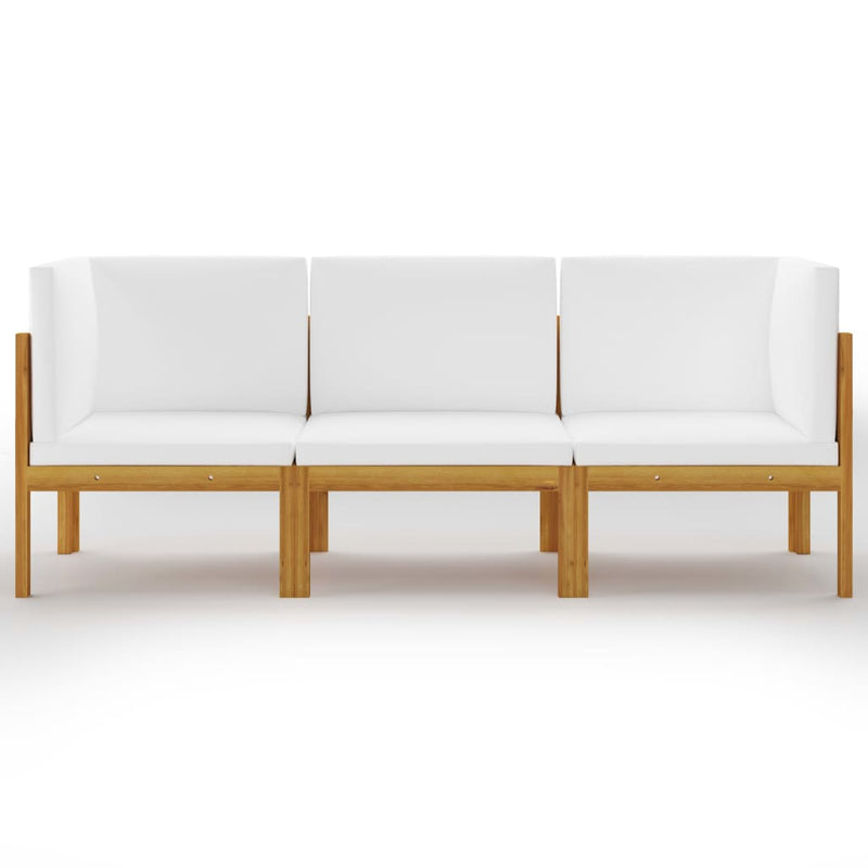 3-Seater Garden Sofa with Cushion Solid Acacia Wood