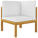 6 Piece Garden Lounge Set with Cushions Cream Solid Acacia Wood