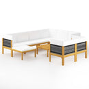10 Piece Garden Lounge Set with Cushions Cream Solid Acacia Wood