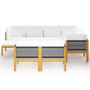 10 Piece Garden Lounge Set with Cushions Cream Solid Acacia Wood