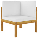10 Piece Garden Lounge Set with Cushions Cream Solid Acacia Wood