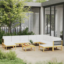 11 Piece Garden Lounge Set with Cushions Cream Solid Acacia Wood