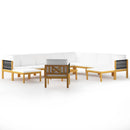 12 Piece Garden Lounge Set with Cushions Cream Solid Acacia Wood