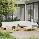 12 Piece Garden Lounge Set with Cushions Cream Solid Acacia Wood