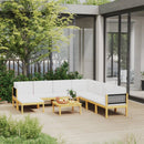 9 Piece Garden Lounge Set with Cushions Cream Solid Acacia Wood