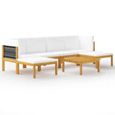 7 Piece Garden Lounge Set with Cushions Cream Solid Acacia Wood