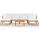 7 Piece Garden Lounge Set with Cushions Cream Solid Acacia Wood
