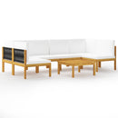 7 Piece Garden Lounge Set with Cushions Cream Solid Acacia Wood