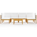 7 Piece Garden Lounge Set with Cushions Cream Solid Acacia Wood