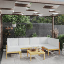 7 Piece Garden Lounge Set with Cushions Cream Solid Acacia Wood