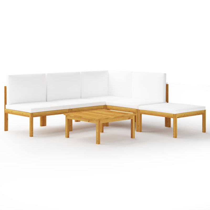 6 Piece Garden Lounge Set with Cushions Cream Solid Acacia Wood