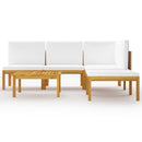 6 Piece Garden Lounge Set with Cushions Cream Solid Acacia Wood