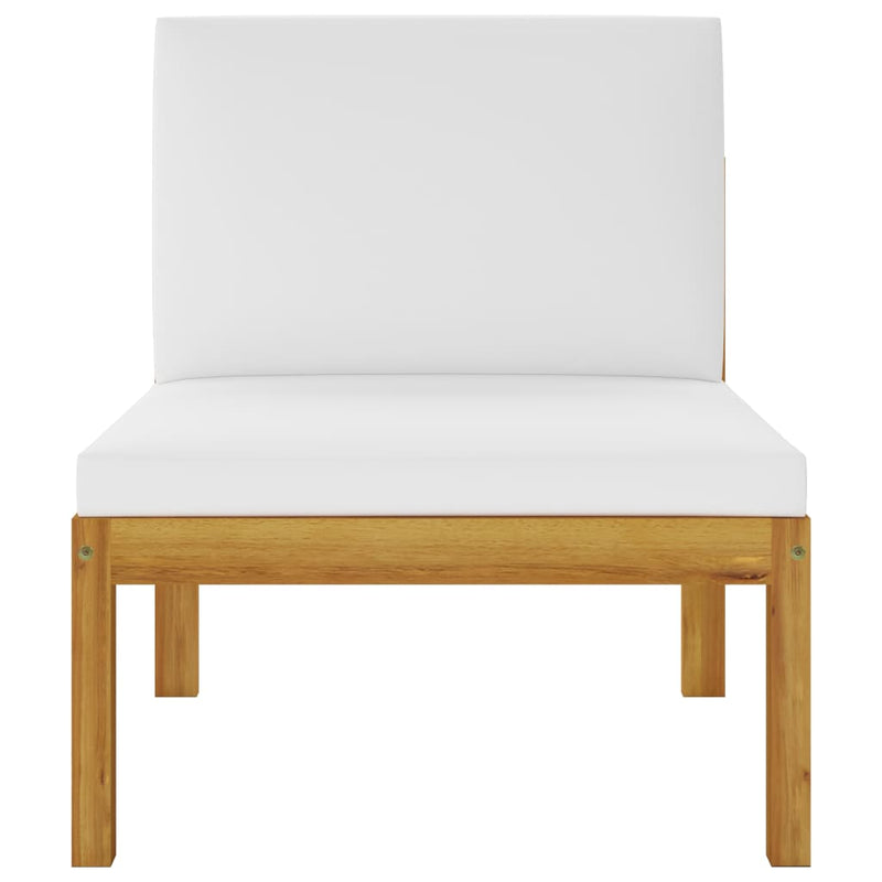 6 Piece Garden Lounge Set with Cushions Cream Solid Acacia Wood