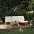 6 Piece Garden Lounge Set with Cushions Cream Solid Acacia Wood