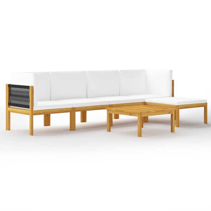 6 Piece Garden Lounge Set with Cushions Cream Solid Acacia Wood