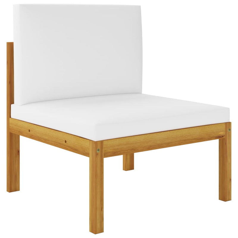 4 Piece Garden Lounge Set with Cushions Cream Solid Acacia Wood