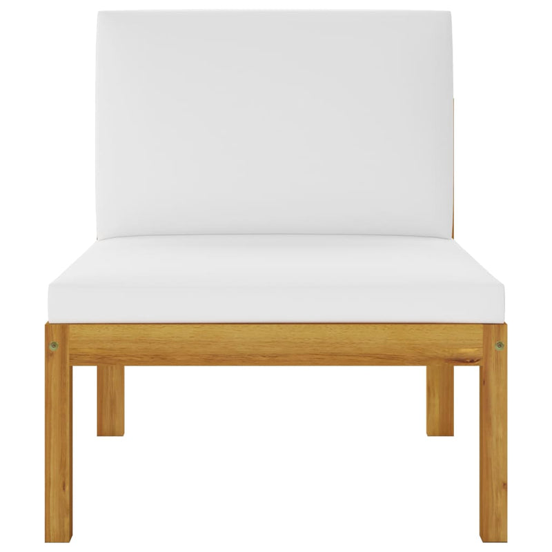 4 Piece Garden Lounge Set with Cushions Cream Solid Acacia Wood