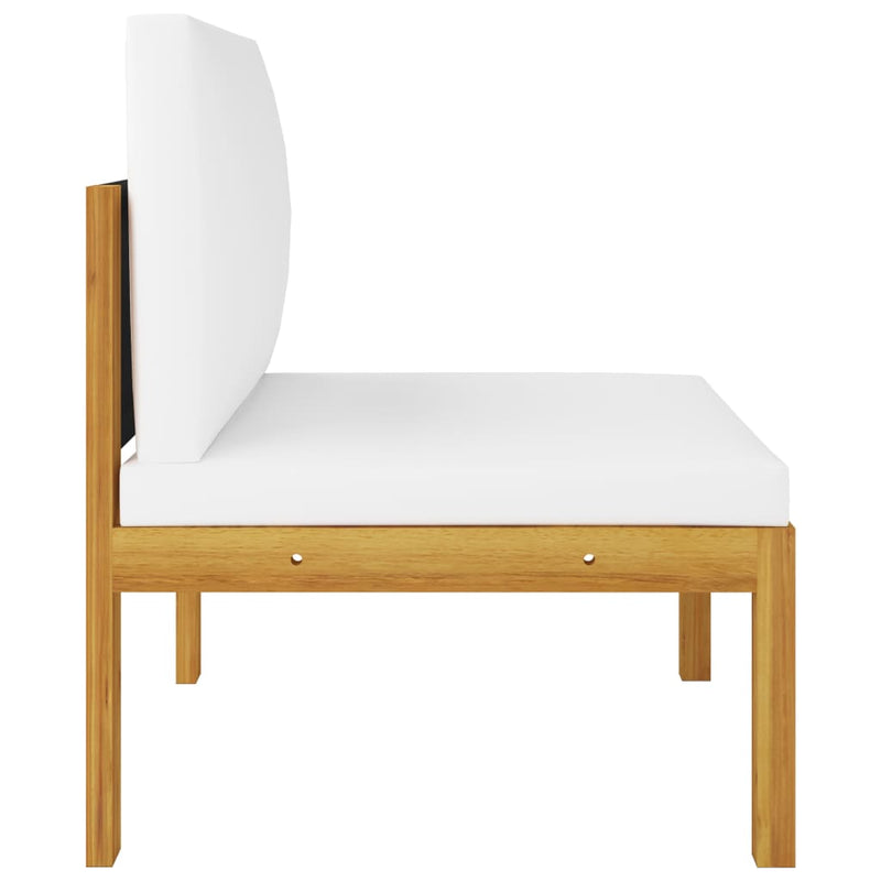 4 Piece Garden Lounge Set with Cushions Cream Solid Acacia Wood