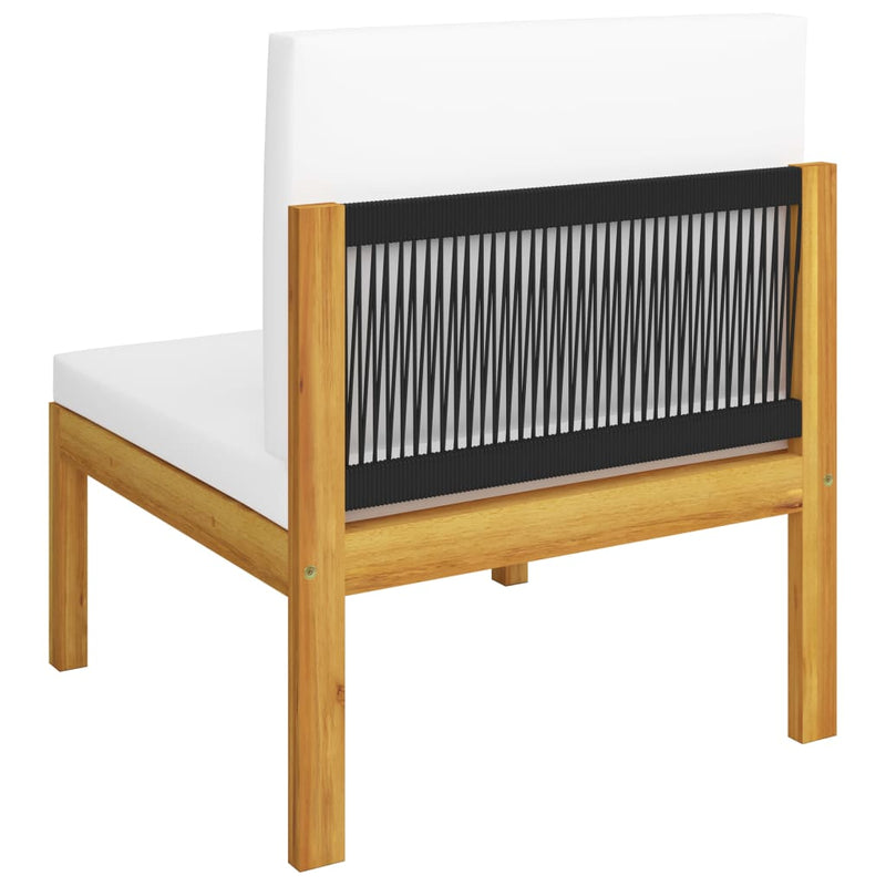4 Piece Garden Lounge Set with Cushions Cream Solid Acacia Wood