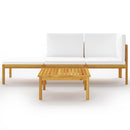 4 Piece Garden Lounge Set with Cushions Cream Solid Acacia Wood