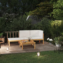 4 Piece Garden Lounge Set with Cushions Cream Solid Acacia Wood