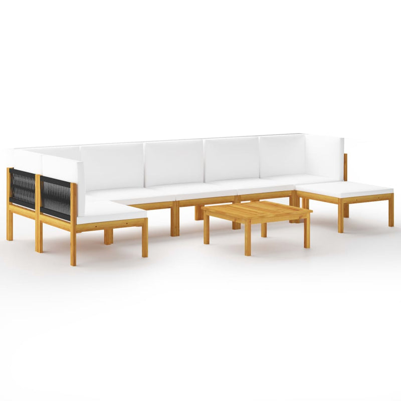 8 Piece Garden Lounge Set with Cushions Cream Solid Acacia Wood