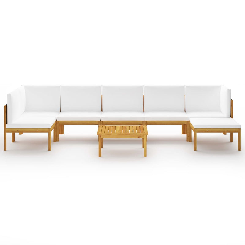 8 Piece Garden Lounge Set with Cushions Cream Solid Acacia Wood