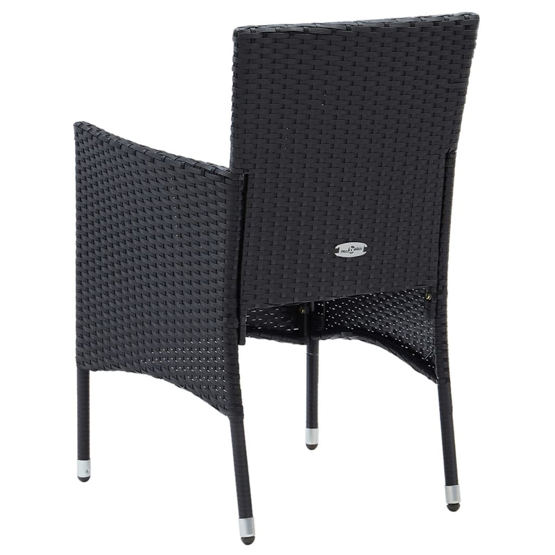 5 Piece Garden Dining Set Black Poly Rattan and Glass