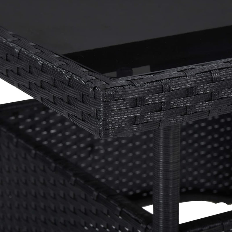 5 Piece Garden Dining Set Black Poly Rattan and Glass