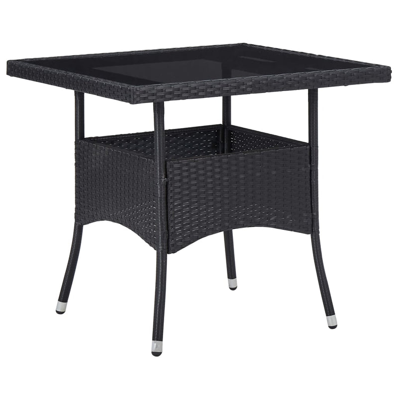 5 Piece Garden Dining Set Black Poly Rattan and Glass