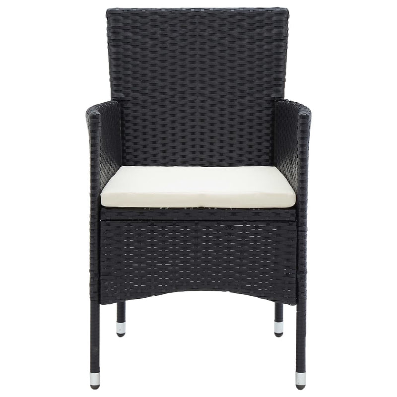 5 Piece Garden Dining Set Black Poly Rattan and Glass