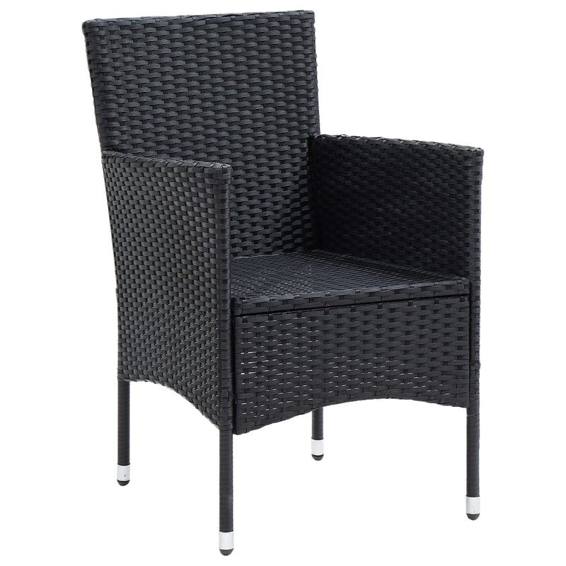 5 Piece Garden Dining Set Black Poly Rattan and Glass