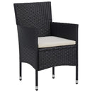 5 Piece Garden Dining Set Black Poly Rattan and Acacia Wood