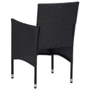 5 Piece Garden Dining Set Black Poly Rattan and Acacia Wood
