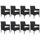 9 Piece Garden Dining Set Poly Rattan and Glass Black