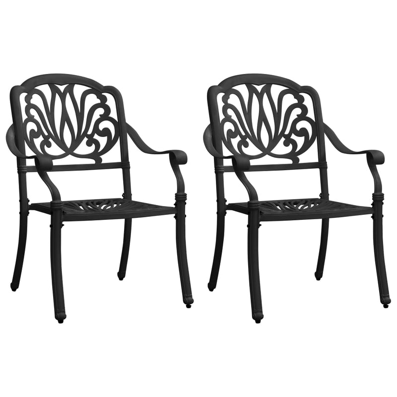 Garden Chairs 2 pcs Cast Aluminium Black