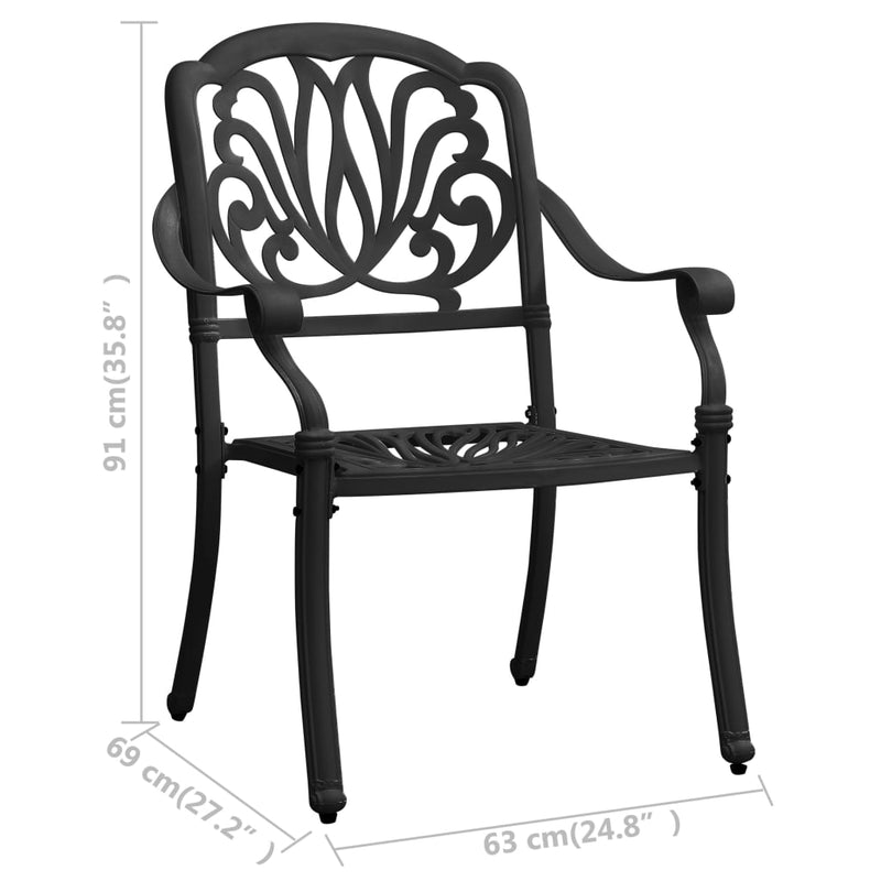 Garden Chairs 2 pcs Cast Aluminium Black