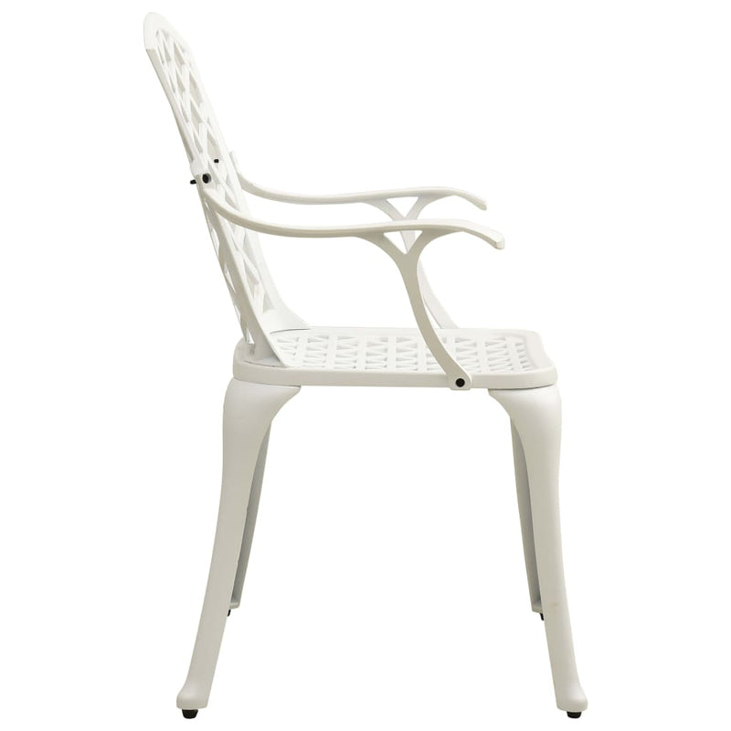 Garden Chairs 2 pcs Cast Aluminium White