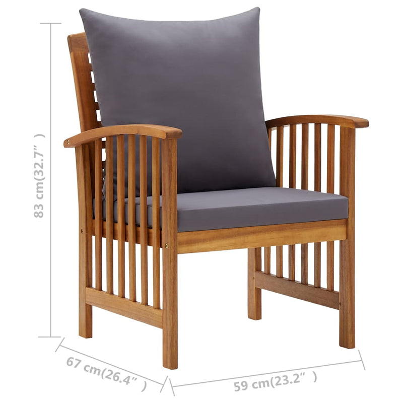 5 Piece Garden Lounge Set with Cushions Solid Acacia Wood (310255+2x310258)