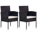 3 Piece Garden Dining Set Poly Rattan Black