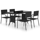 5 Piece Garden Dining Set Poly Rattan Anthracite
