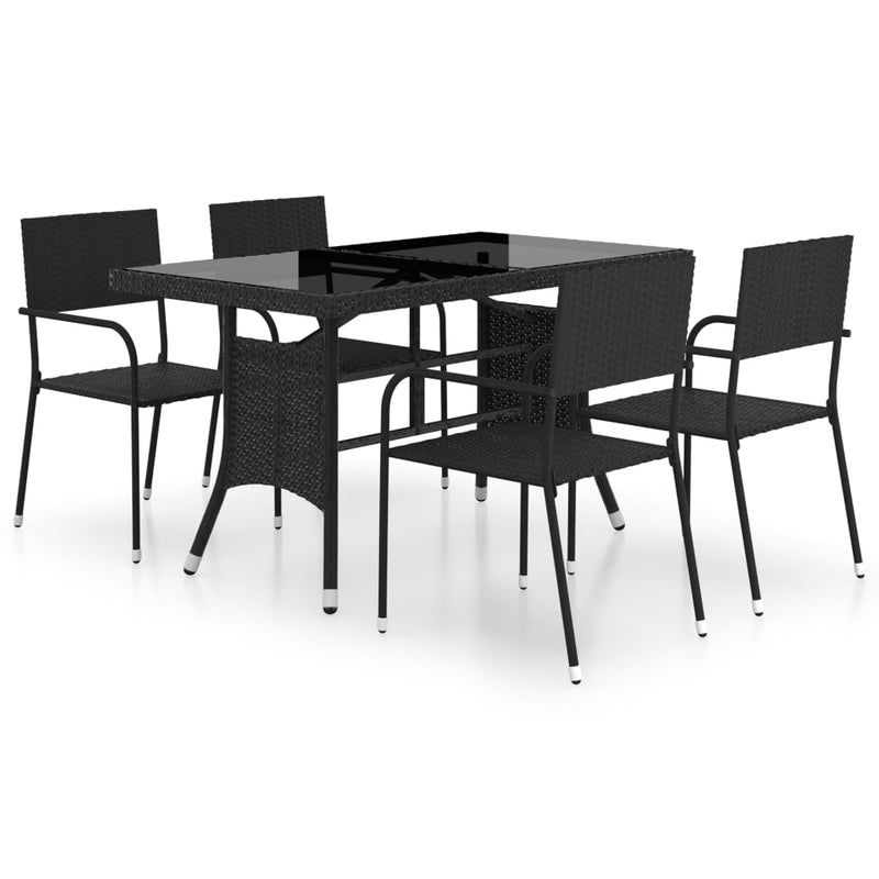 5 Piece Garden Dining Set Poly Rattan Anthracite