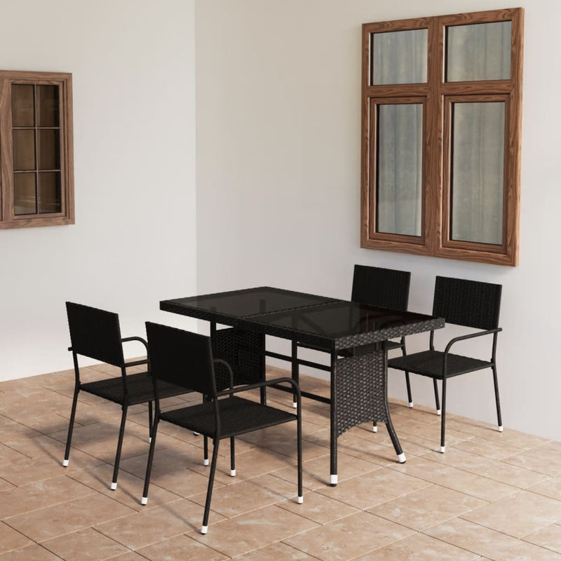 5 Piece Garden Dining Set Poly Rattan Anthracite